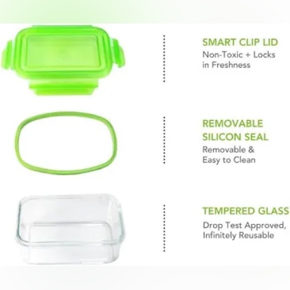 2-4pks Reusable 5 oz glass containers with lockable lids. Leakproof, freezersafe - Picture 7 of 8